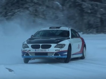 VIDEO: Rallija braucējs ar 'BMW 650i' rāda prasmes ziemas apstākļos