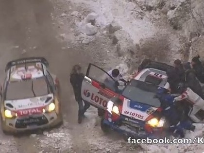 VIDEO: Ostbergs gandrīz nobrauc skatītāju, kurš tobrīd palīdz Kubicam