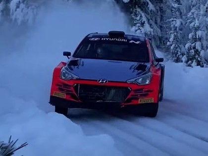 VIDEO: O.Solbergs aizvada pirmos testus ar 'Hyundai i20 R5'