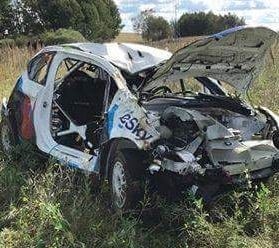 FOTO: Ekipāža Polijas ERC piedzīvo smagu avāriju