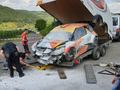 VIDEO: Plānotā debija pie 'Citroën DS3 WRC' stūres beidzas ar avāriju Vācijas WRC testos