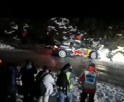 VIDEO: Ledus sagādā grūtības vairākām Montekarlo WRC rallija ekipāžām