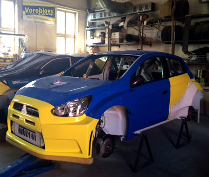 Vorobjovs Racing komanda Talsu rallijam gatavo vēl vienu Mitsubishi Mirage mašīnu