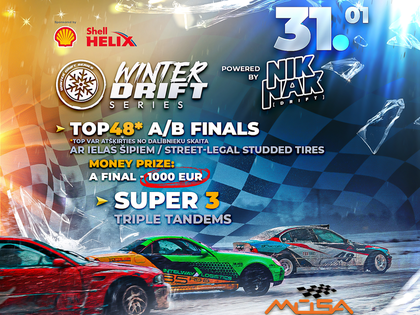 'Winter Drift Series' sacensībās Bauskā uz starta vairāki Latvijas Drifta čempioni